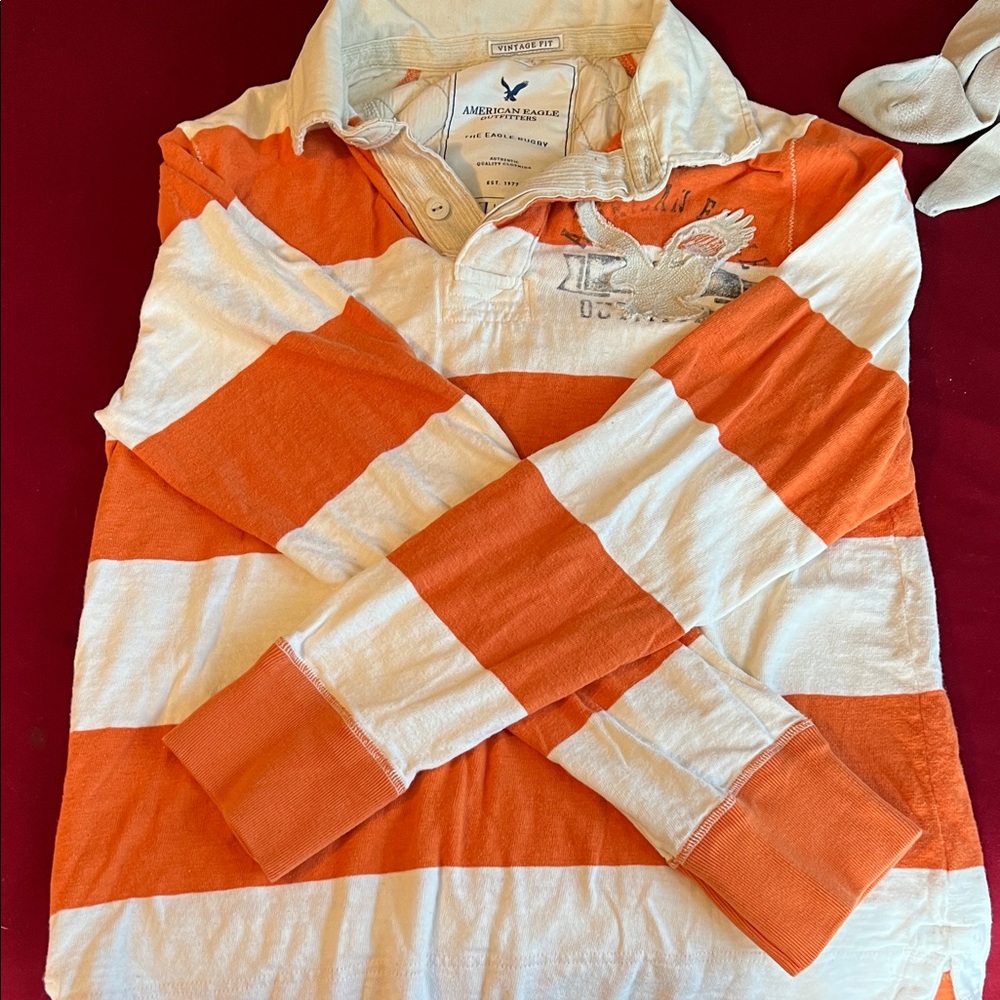 Abercrombie & Fitch Men's Striped Shirt in Orange and White